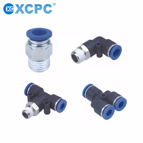 Black Blue PC PE Air Hose Connector Pipe Joint Push-in Plastic Stainless Steel Quick Coupler Rapid Metal Pneumatic Tube Fittings